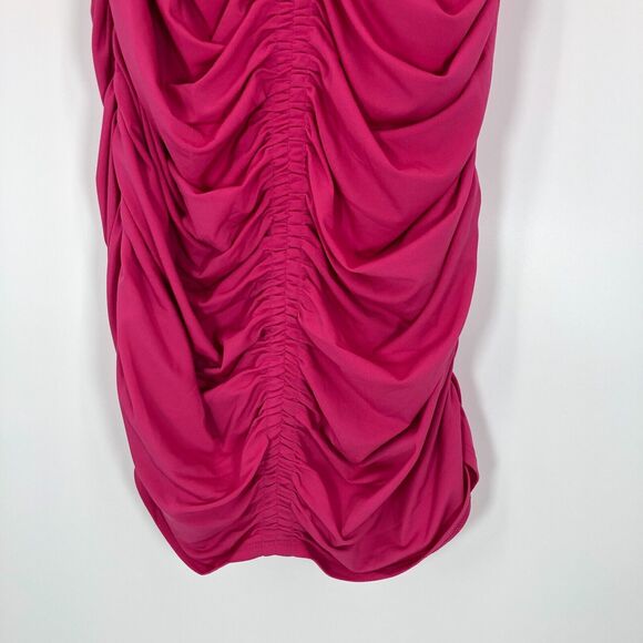 NEW Rachel Parcell Ruched Midi Dress Bodycon Long Sleeve Pink Barbiecore Sz XXL - Picture 3 of 8